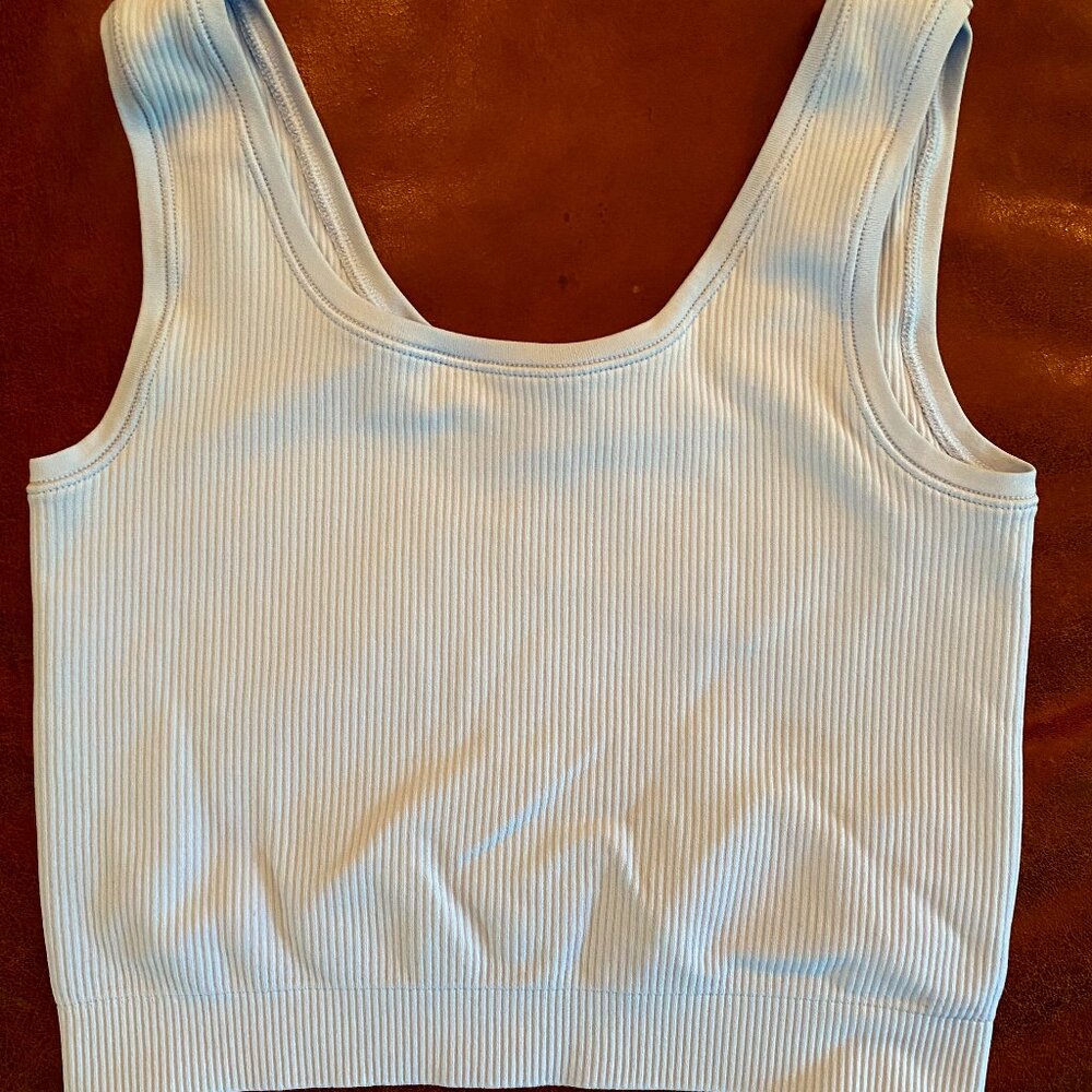 Athleta Girl Light Blue Ribbed Cropped Tank Top Size L/12